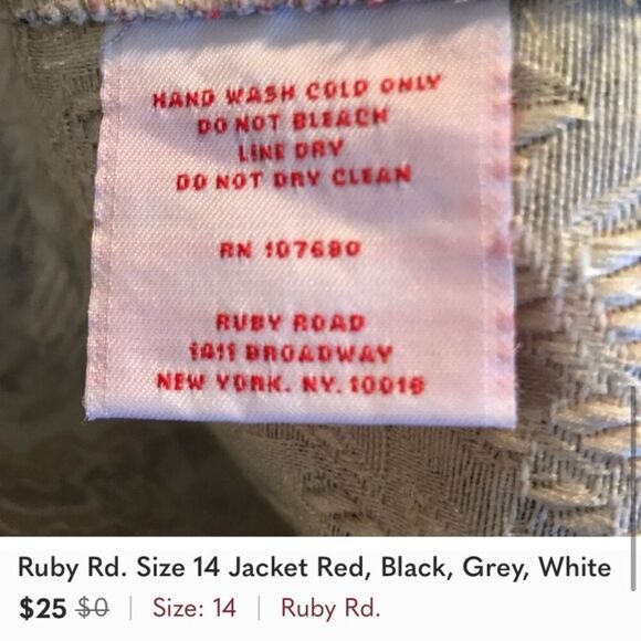Ruby Rd. Size 14 Jacket Red, Black, Grey, White - Picture 4 of 4